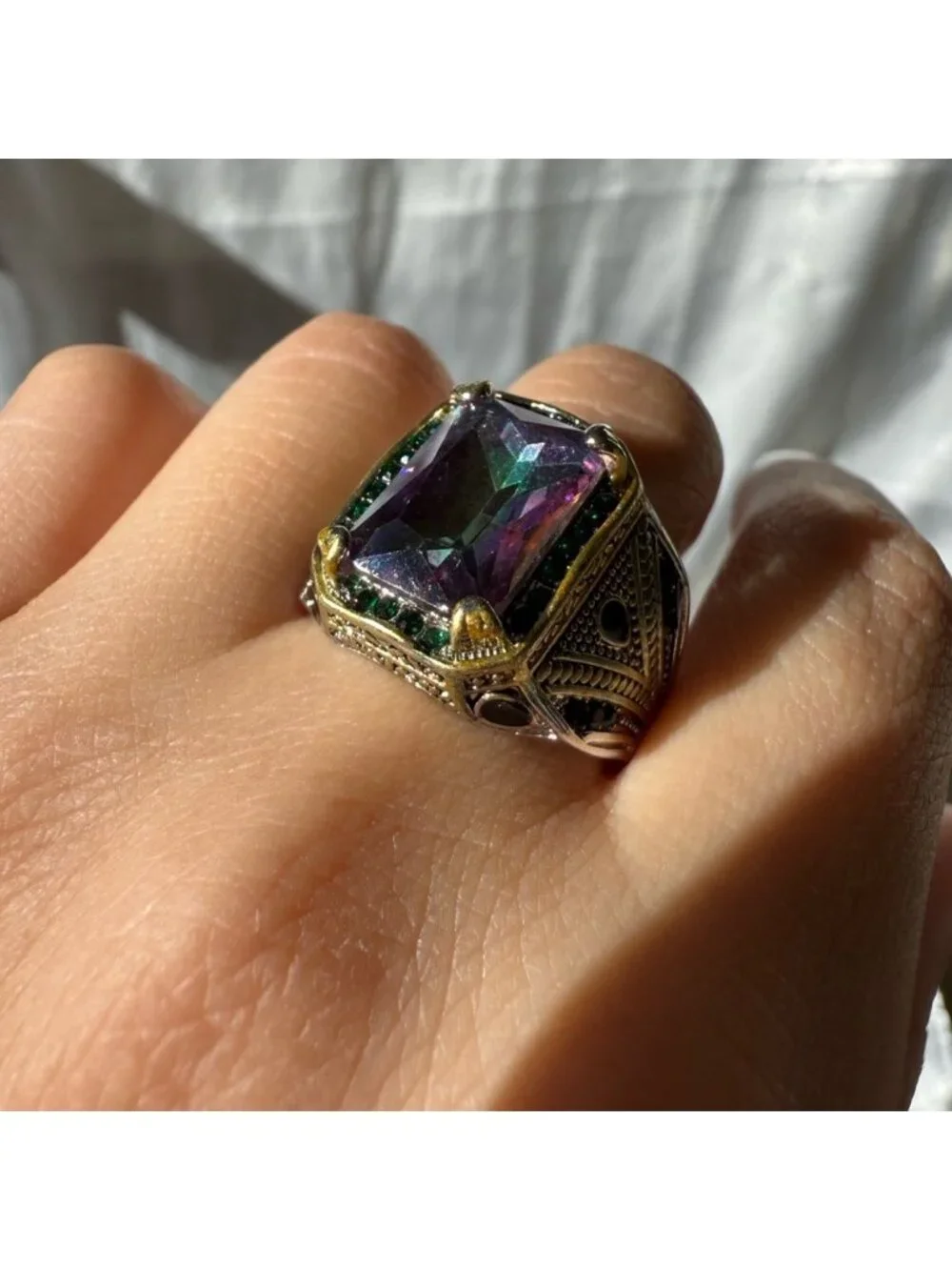 New! Men vintage signet Multicolor Gemstone Statement Ring